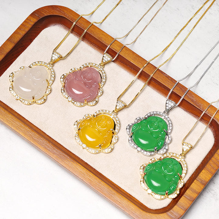 Buddha Stones Good Luck Laughing Buddha Necklace - image 5