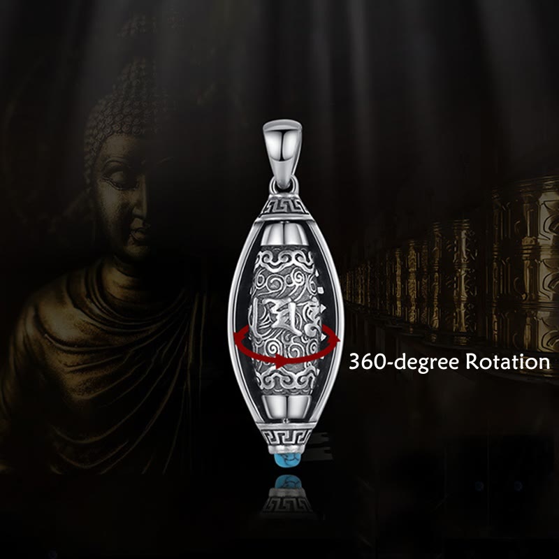 Buddha Stones Tibet Om Mani Padme Hum Protection Necklace Rotatable Pendant - image 2