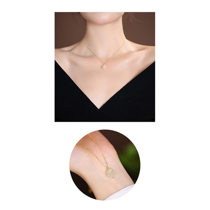 925 Sterling Silver Natural Hetian Jade Cyan Jade Luck Laughing Buddha Butterfly Necklace Pendant - image 20