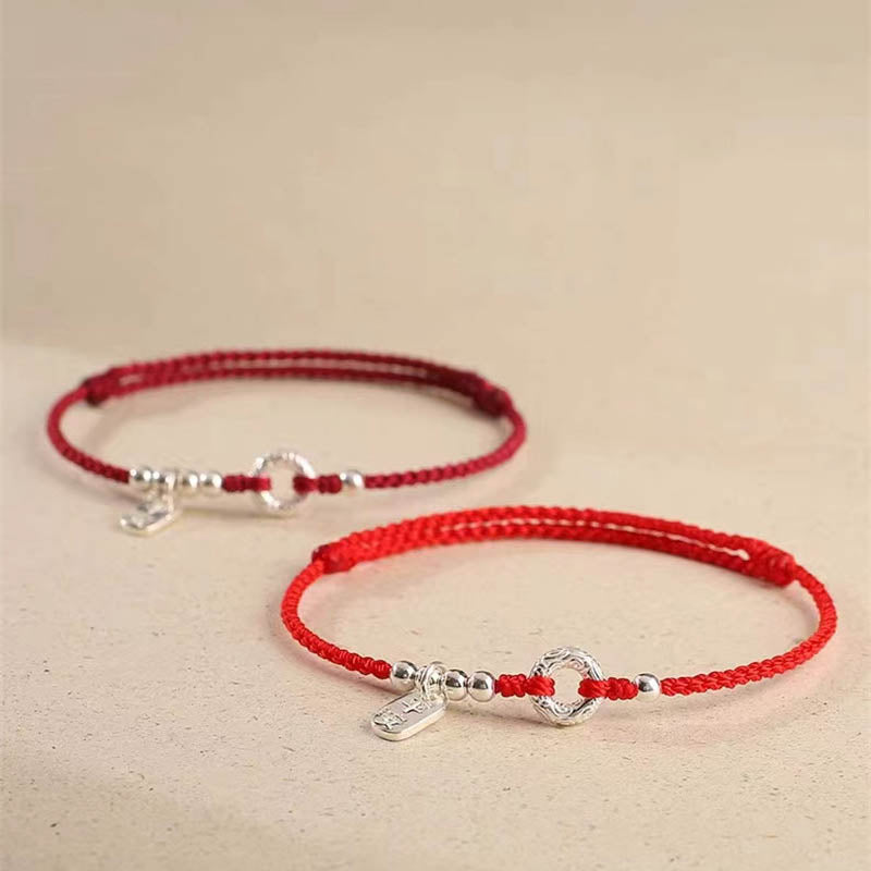 Buddha Stones 925 Sterling Silver Auspicious Clouds Peace Buckle Safe And Sound Bracelet Anklet - image 16