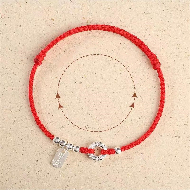 Buddha Stones 925 Sterling Silver Auspicious Clouds Peace Buckle Safe And Sound Bracelet Anklet - image 9