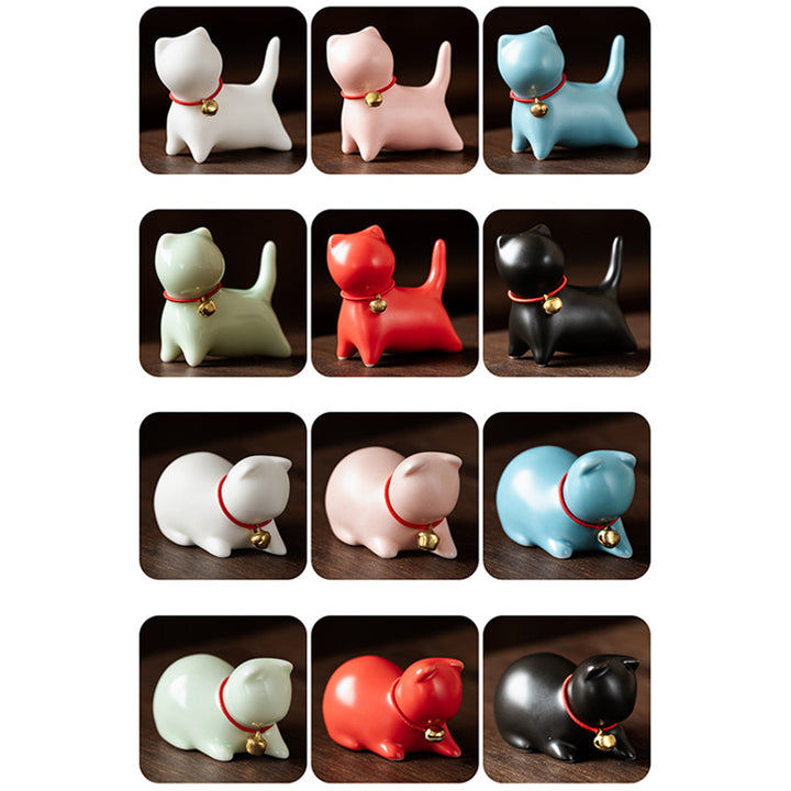 Buddha Stones Mini Small Cute Cat Tea Pet Ceramic Home Desk Figurine Decoration - image 26