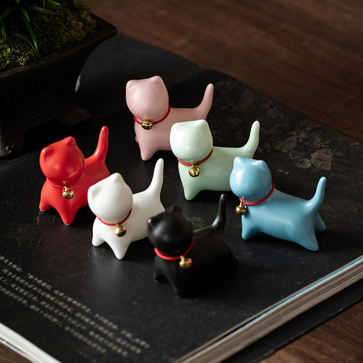 Buddha Stones Mini Small Cute Cat Tea Pet Ceramic Home Desk Figurine Decoration - image 14