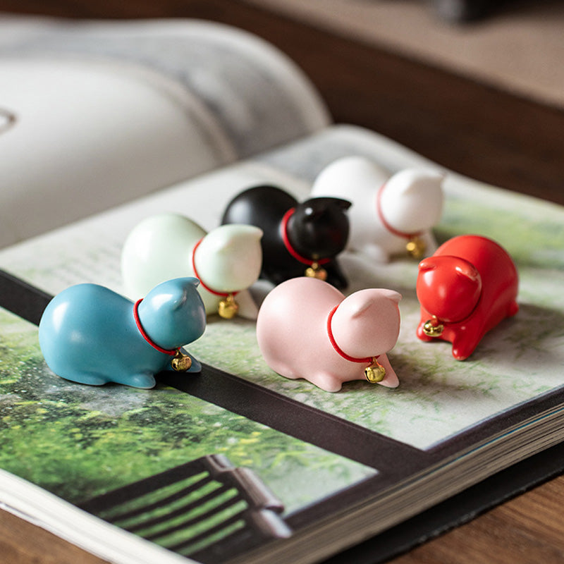 Buddha Stones Mini Small Cute Cat Tea Pet Ceramic Home Desk Figurine Decoration - image 25