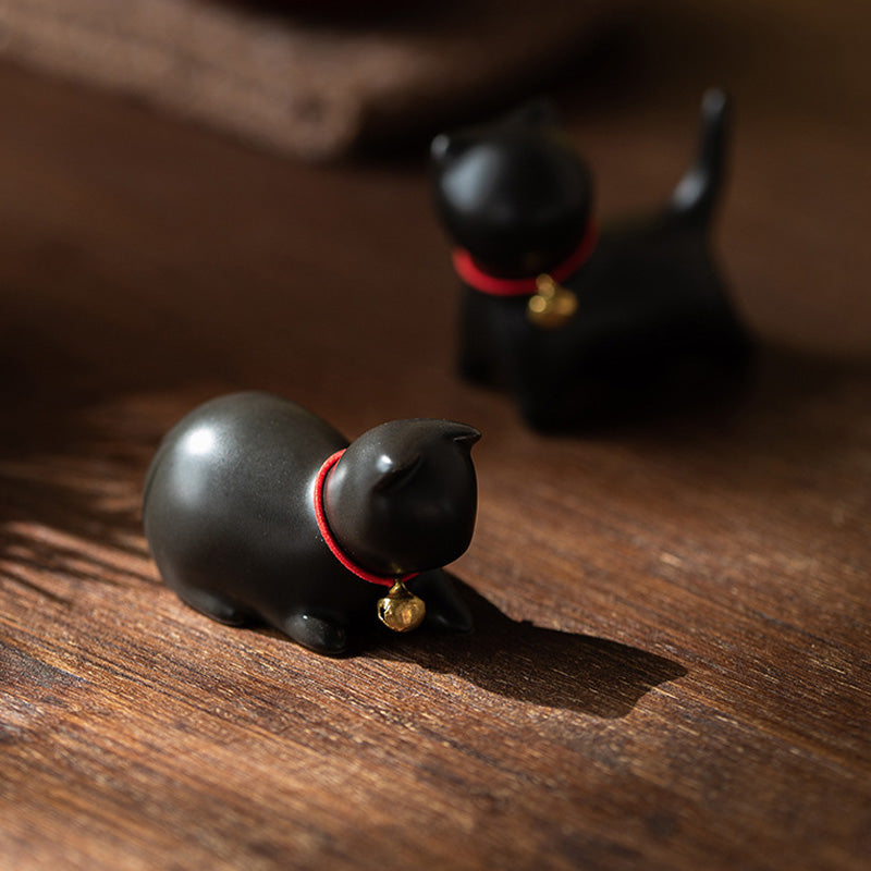 Buddha Stones Mini Small Cute Cat Tea Pet Ceramic Home Desk Figurine Decoration - image 23