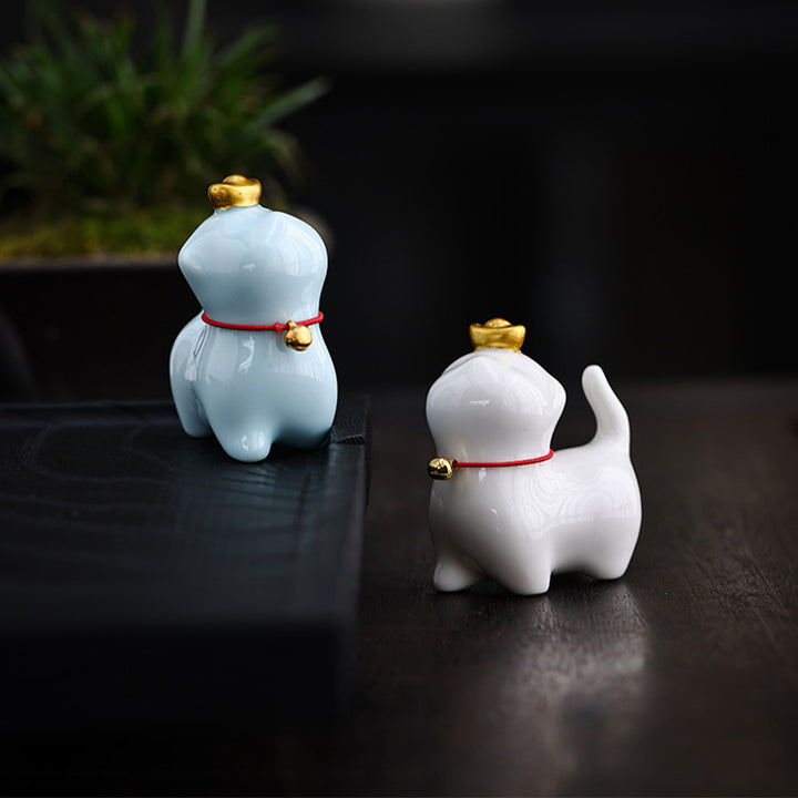 Buddha Stones Mini Lucky Cat Ingot Tea Pet Ceramic Home Desk Figurine Decoration - image 15