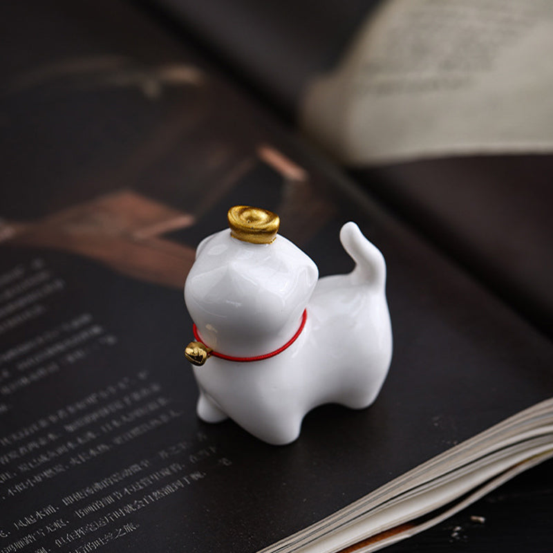 Buddha Stones Mini Lucky Cat Ingot Tea Pet Ceramic Home Desk Figurine Decoration - image 8