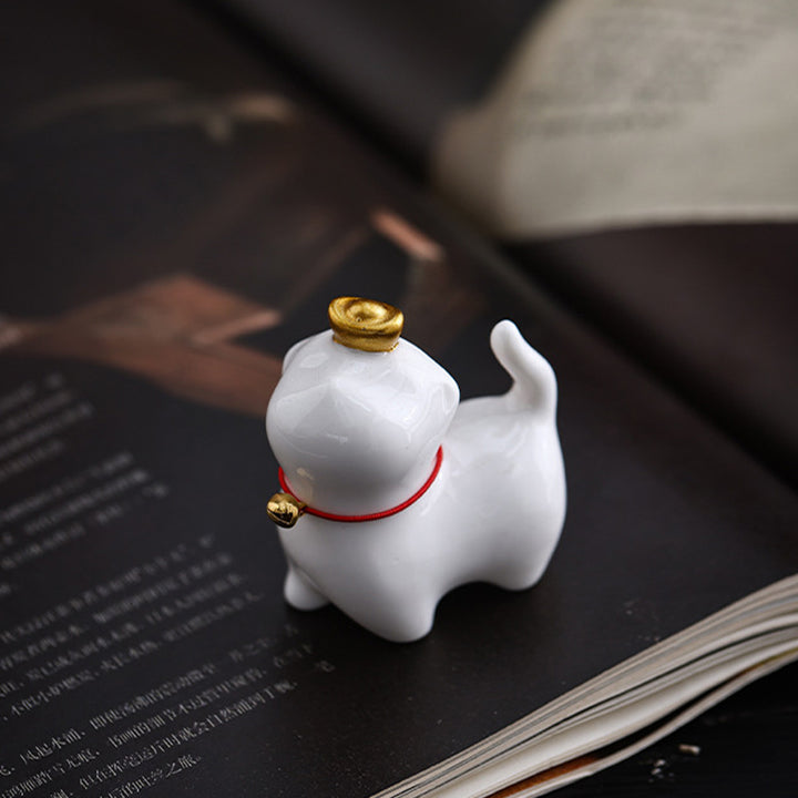 Buddha Stones Mini Lucky Cat Ingot Tea Pet Ceramic Home Desk Figurine Decoration - image 8