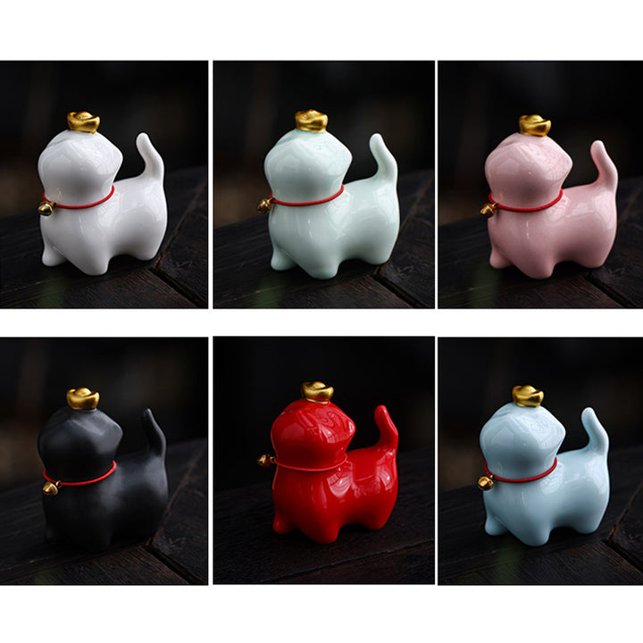 Buddha Stones Mini Lucky Cat Ingot Tea Pet Ceramic Home Desk Figurine Decoration - image 18