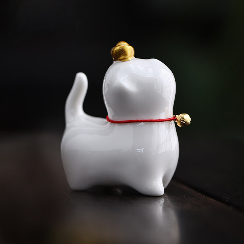 Buddha Stones Mini Lucky Cat Ingot Tea Pet Ceramic Home Desk Figurine Decoration - image 7