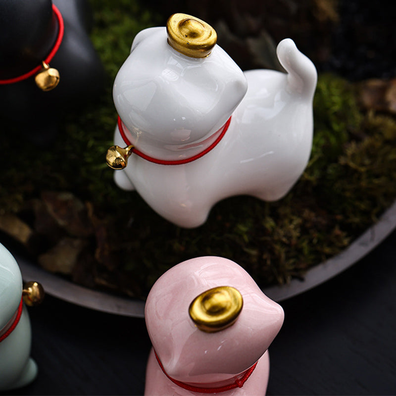 Buddha Stones Mini Lucky Cat Ingot Tea Pet Ceramic Home Desk Figurine Decoration - image 12