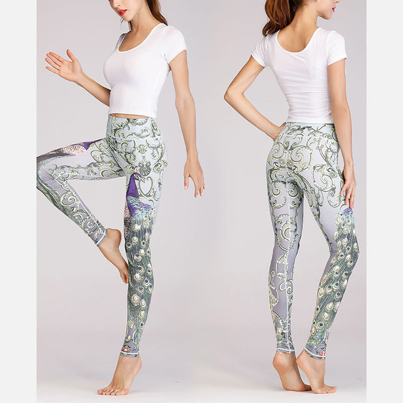 Buddha Stones 2Pcs Lotus Phoenix Spring Flowers Peacock Top Pants Sports Fitness Yoga Women's Yoga Sets - image 20