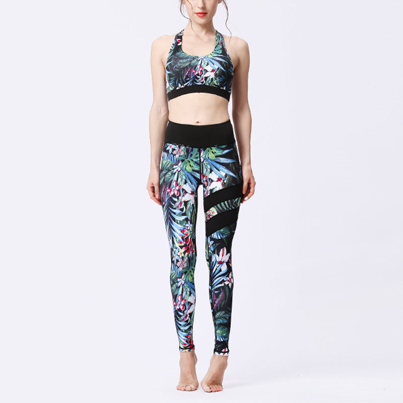 Buddha Stones 2Pcs Sunflower Flowers Leaves Top Pants Sports Fitness Yoga Women's Yoga Sets - Secret Forest - US8-10,UK/AU12-14,EU40-42 (XL)  - image 26