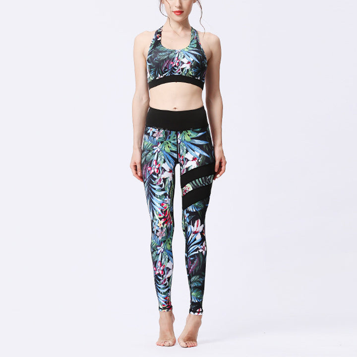 Buddha Stones 2Pcs Sunflower Flowers Leaves Top Pants Sports Fitness Yoga Women's Yoga Sets - Secret Forest - US8-10,UK/AU12-14,EU40-42 (XL)  - image 26