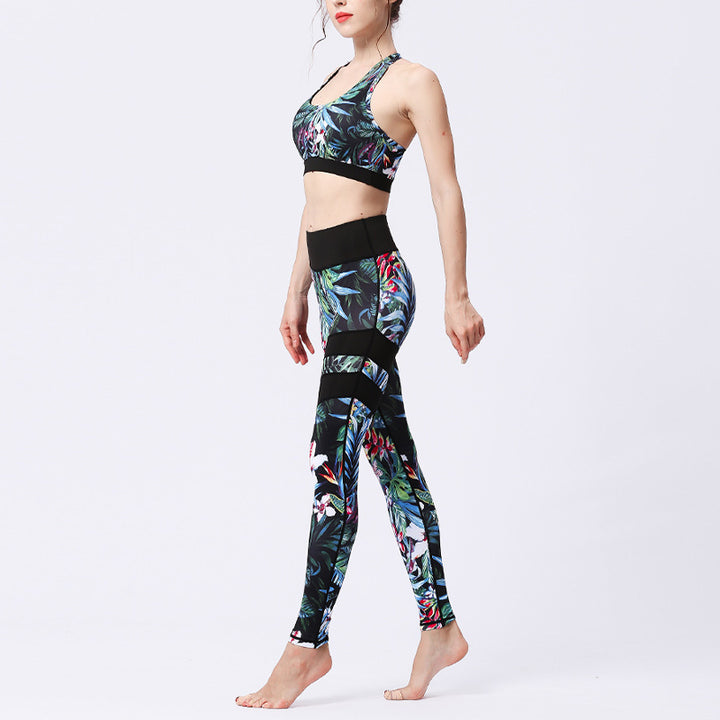 Buddha Stones 2Pcs Sunflower Flowers Leaves Top Pants Sports Fitness Yoga Women's Yoga Sets - image 28
