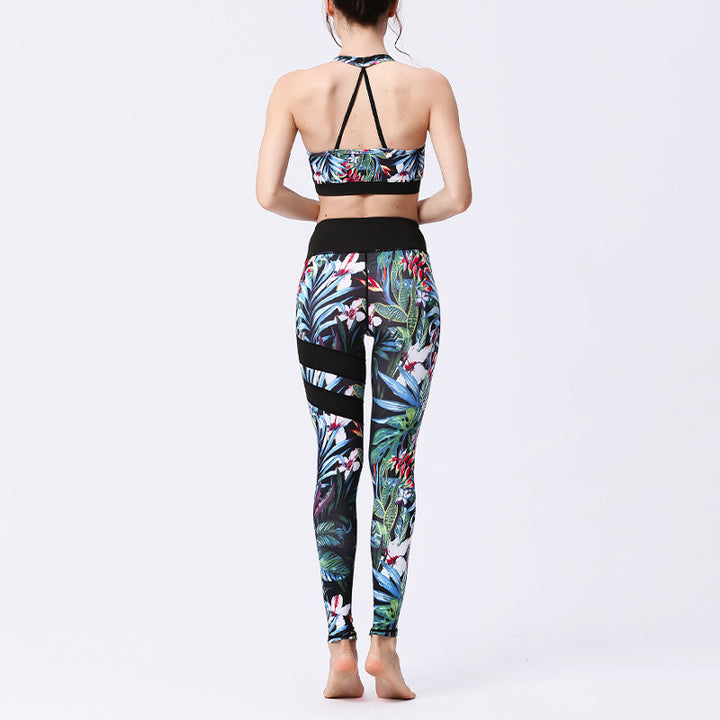 Buddha Stones 2Pcs Sunflower Flowers Leaves Top Pants Sports Fitness Yoga Women's Yoga Sets - image 29