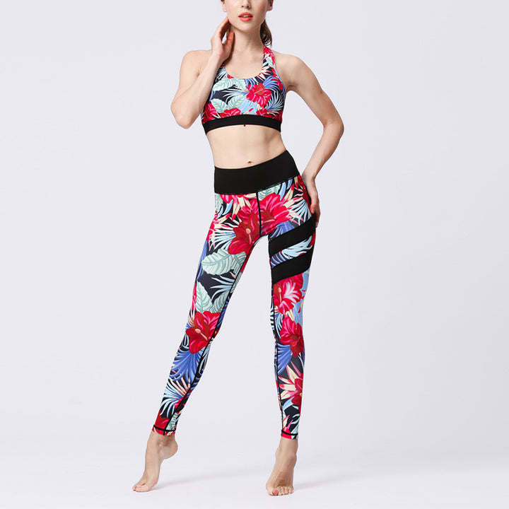 Buddha Stones 2Pcs Sunflower Flowers Leaves Top Pants Sports Fitness Yoga Women's Yoga Sets - image 42
