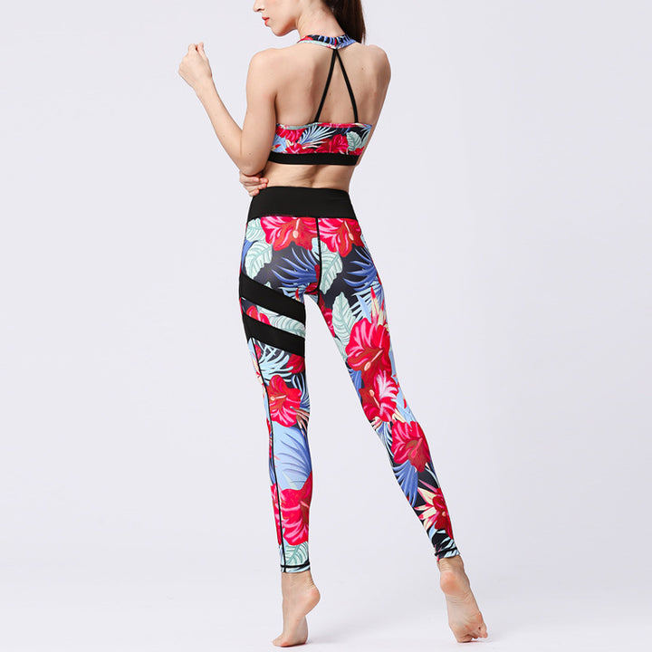 Buddha Stones 2Pcs Sunflower Flowers Leaves Top Pants Sports Fitness Yoga Women's Yoga Sets - image 41