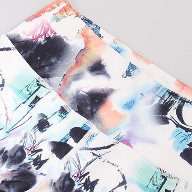 Buddha Stones Pink Flower White Colorful Ink White Leggings Sports Fitness Yoga Women's Pants - image 11