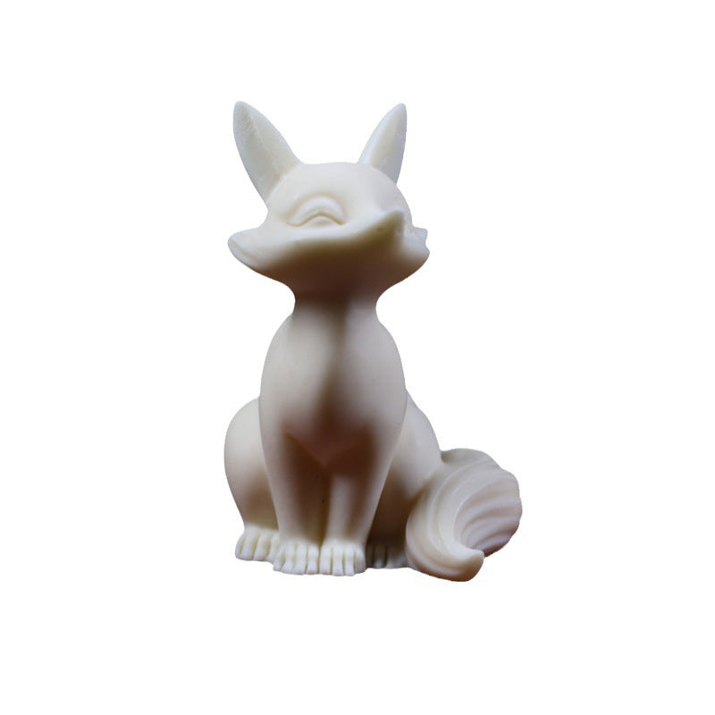 Buddha Stones Mini Nine Tailed Fox Ivory Fruit Protection Home Decoration