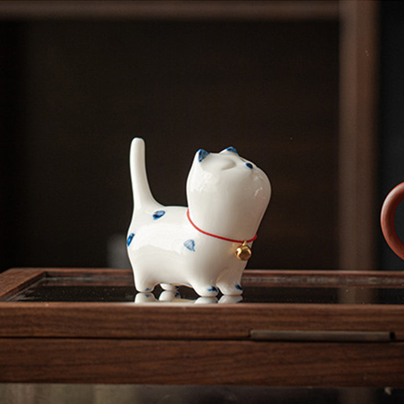 Buddha Stones Mini Lucky White Cat Kitten Tea Pet Ceramic Home Desk Figurine Decoration - image 8
