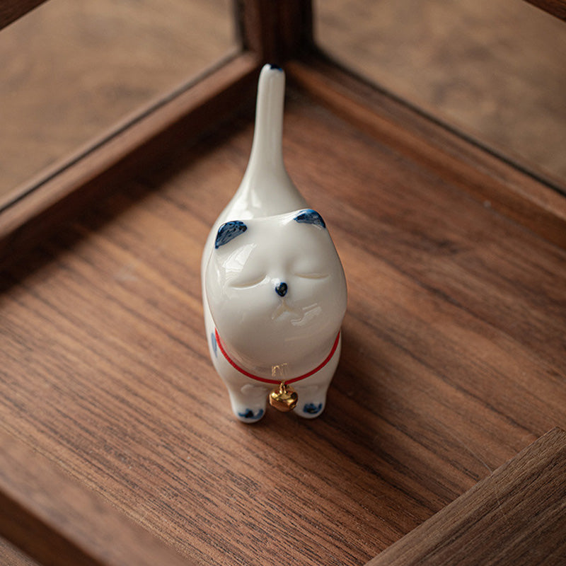 Buddha Stones Mini Lucky White Cat Kitten Tea Pet Ceramic Home Desk Figurine Decoration - image 7