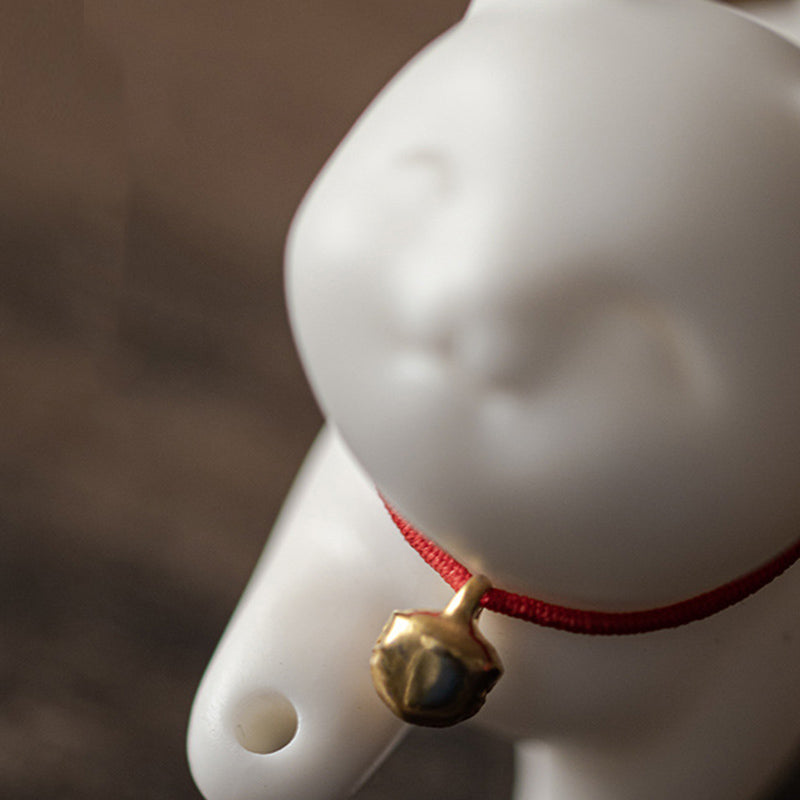 Buddha Stones Mini Lucky Cat Kitten Tea Pet Ceramic Home Desk Figurine Decoration With Bamboo Mat - image 8