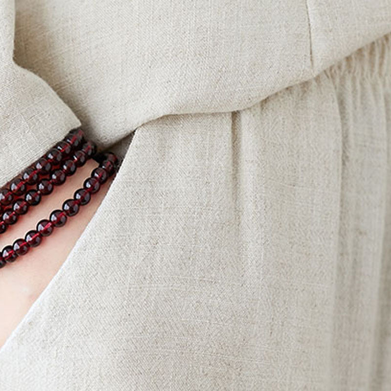 Buddha Stones 2Pcs Chinese Frog Button Design Zen Tai Chi Meditation Clothing Cotton Linen Top Pants Women's Set - image 12