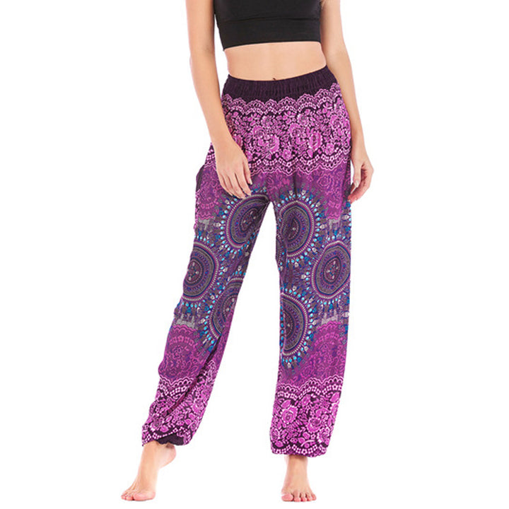 Buddha Stones Boho Loose Harem Trousers Women's Yoga Pants - Purple-US2-8/10,UK/AU6-12/14,EU34-40/42 (F) - image 1