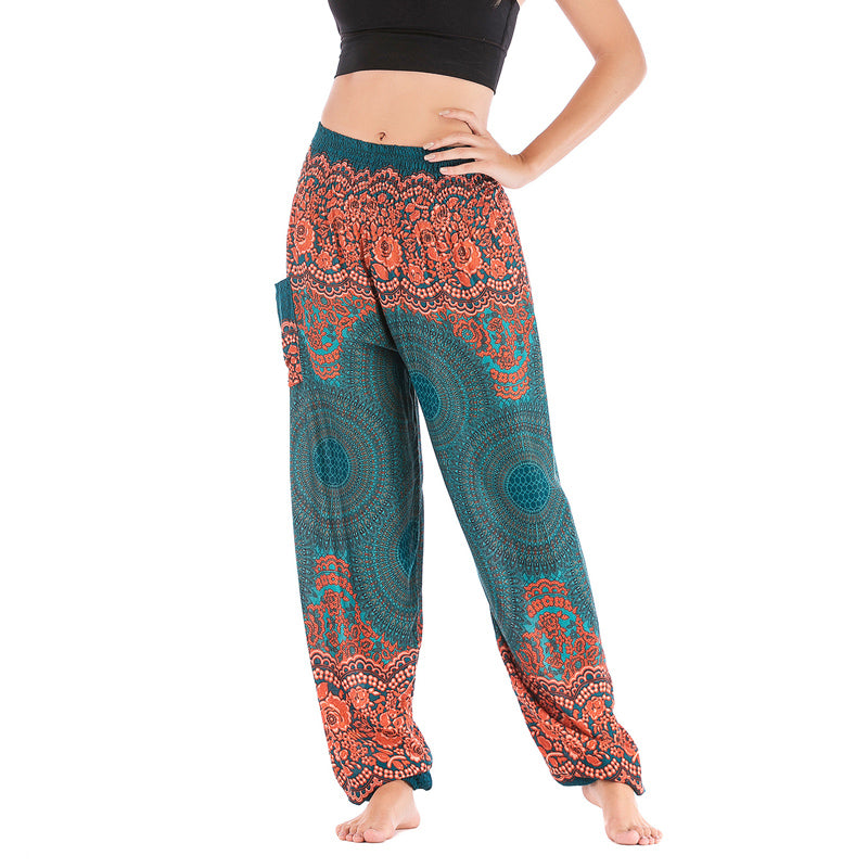 Buddha Stones Round Geometric Pattern Loose Casual Harem Trousers High Waist Women's Yoga Pants - Green-US2-8/10,UK/AU6-12/14,EU34-40/42 (F) - image 20