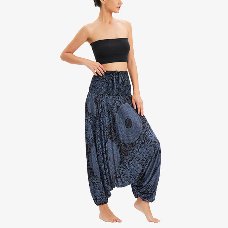 Buddha Stones Two Style Wear Round Geometric Loose Casual Harem Trousers Jumpsuit Women's Yoga Pants - Black-US2-12,UK/AU6-16,EU34-44 (F) - image 16