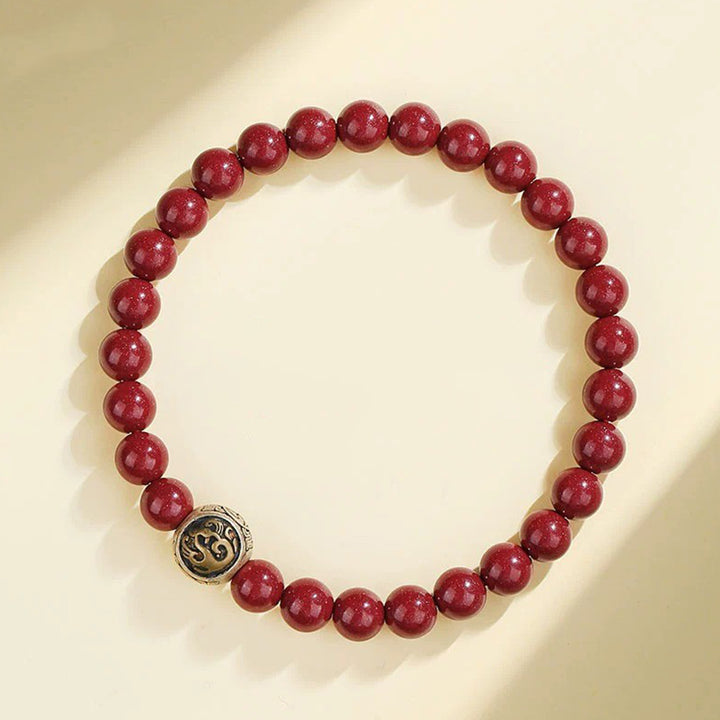 Buddha Stones 925 Sterling Silver Natural Cinnabar Four Beasts Blessing Bracelet - 6mm - Vermilion Bird(Wrist Circumference 14-16cm) - image 2