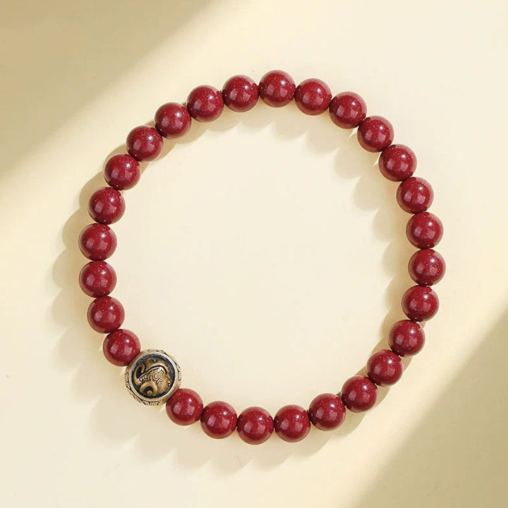 Buddha Stones 925 Sterling Silver Natural Cinnabar Four Beasts Blessing Bracelet - 6mm - Black Turtle(Wrist Circumference 14-16cm) - image 3