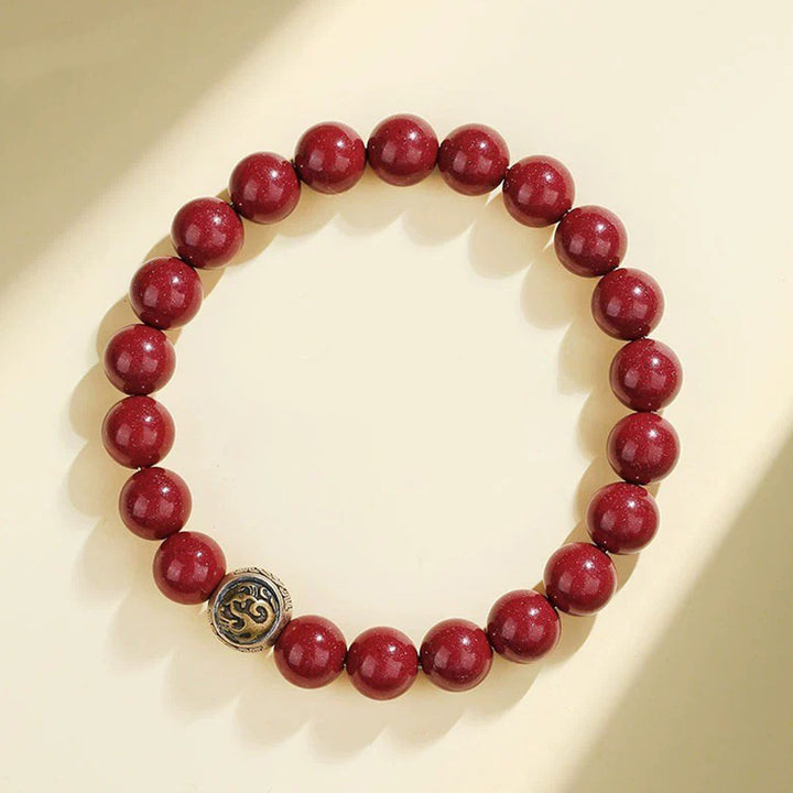 Buddha Stones 925 Sterling Silver Natural Cinnabar Four Beasts Blessing Bracelet - 8mm - Vermilion Bird(Wrist Circumference 14-16cm) - image 8