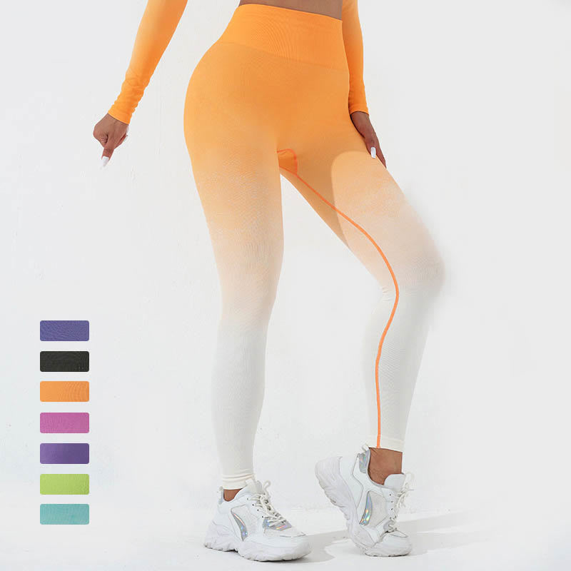 Buddha Stones Gradient Long Sleeve Crop Top Tee Bra Leggings Pants Fitness Yoga Outfit - image 24