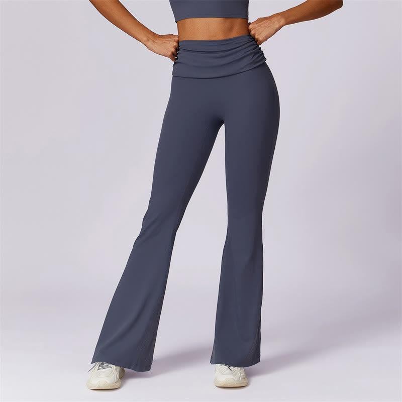 Buddha Stones Sleeveless Backless Strap Tank Top Bra Flared Pants Sports Fitness Yoga - Dark Blue - Pants - US8-10,UK/AU12-14,EU40-42 (XL) - image 46