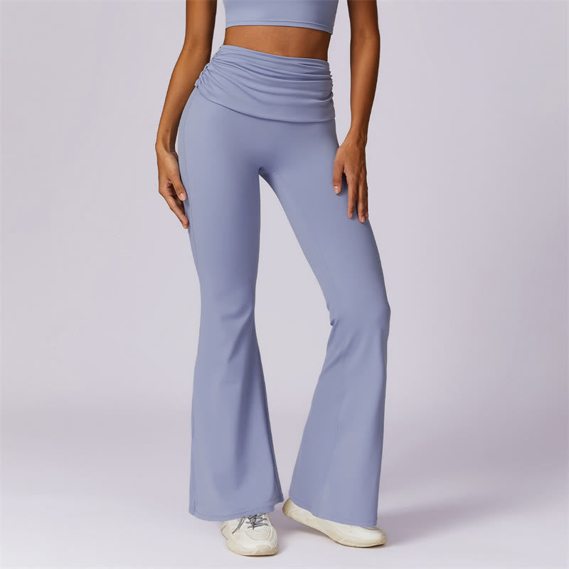 Buddha Stones Sleeveless Backless Strap Tank Top Bra Flared Pants Sports Fitness Yoga - Blue - Pants - US8-10,UK/AU12-14,EU40-42 (XL) - image 18