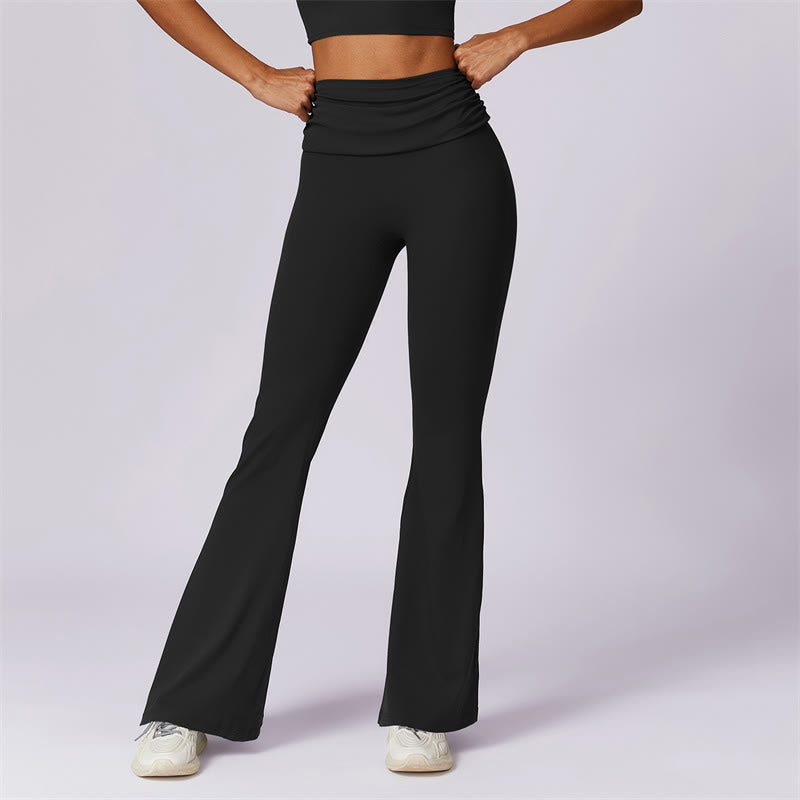 Buddha Stones Sleeveless Backless Strap Tank Top Bra Flared Pants Sports Fitness Yoga - Black - Pants - US8-10,UK/AU12-14,EU40-42 (XL) - image 34