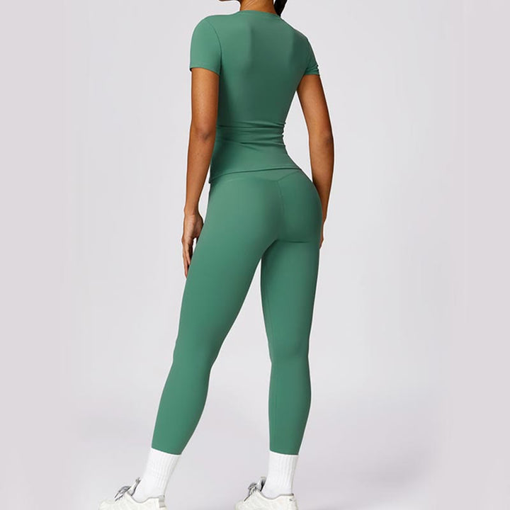 Buddha Stones Women Short Sleeve T-Shirt Top High Waist Leggings Pants For Sports Yoga - image 34