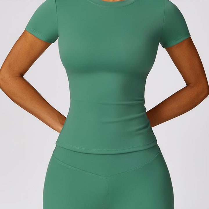 Buddha Stones Women Short Sleeve T-Shirt Top High Waist Leggings Pants For Sports Yoga - image 31