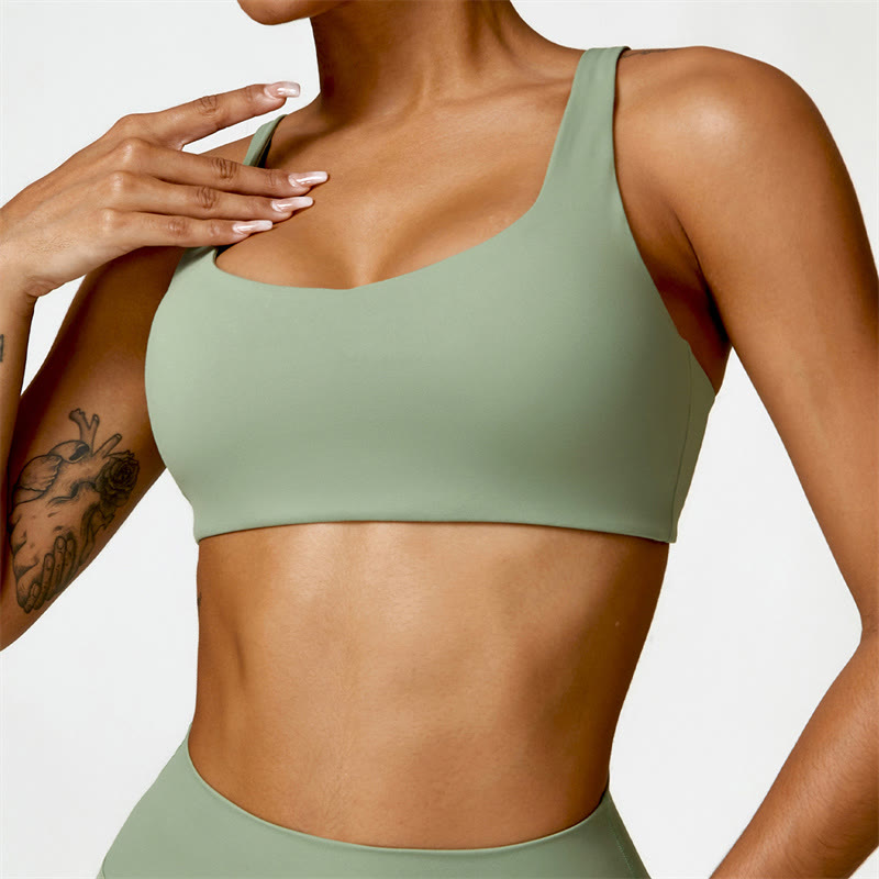 Buddha Stones Gym Sports Yoga Backless Bra Crop Tank Top Shorts - Green - Top - US6,UK/AU10,EU38 (XL) - image 25
