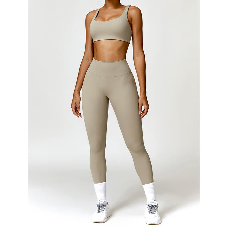 Buddha Stones Gym Sports Yoga Backless Bra Crop Tank Top Shorts - image 59