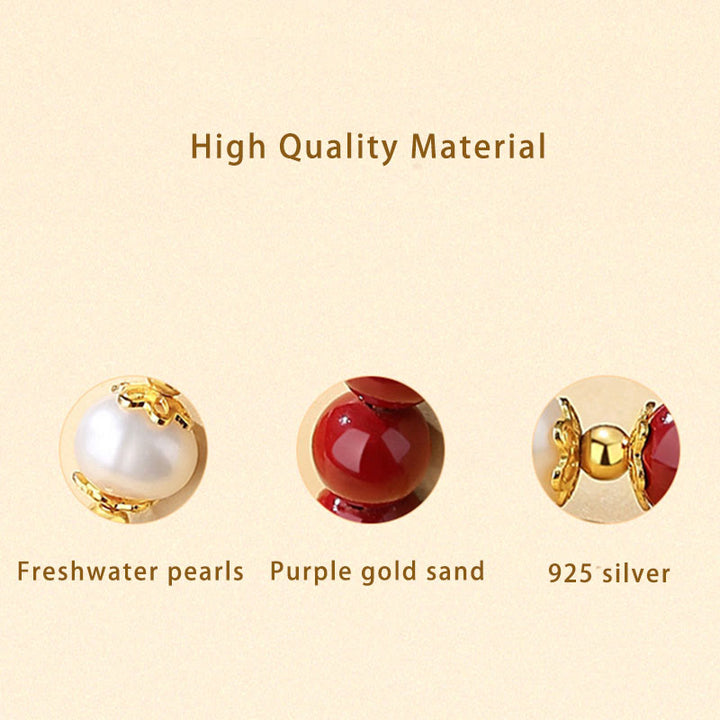 Buddha Stones 925 Sterling Silver Natural Cinnabar Pearl Blessing Necklace Pendant Bracelet Earrings Jewelry Set - image 4