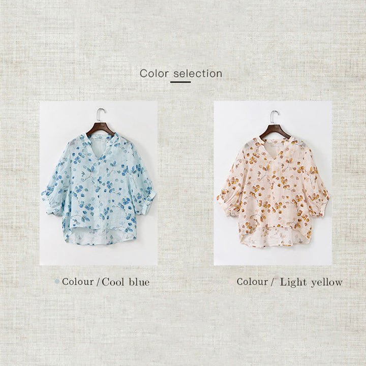 Buddha Stones Fruits Leaves Pattern Lantern Sleeve Top Loose Tee T-shirt - image 18