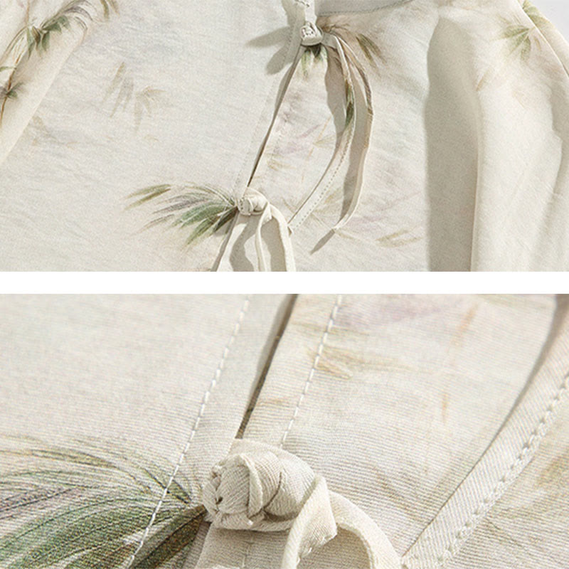 Buddha Stones Green Yellow Bamboo Leaves Print Half Sleeve Shirt Men's T-shirt - image 10