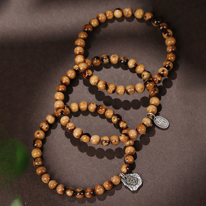 Buddha Stones 925 Sterling Silver Natural Golden Sea Willow Zakiram Goddess of Wealth Lucky fortune Fu Character Success Bracelet - image 5