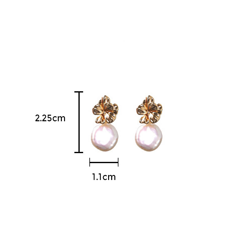 Buddha Stones 925 Sterling Silver Natural Baroque Pearl Flower Healing Drop Earrings - image 8