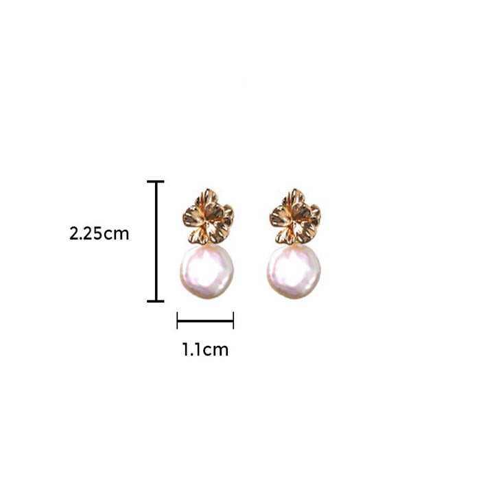 Buddha Stones 925 Sterling Silver Natural Baroque Pearl Flower Healing Drop Earrings - image 8