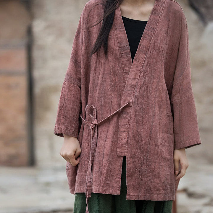 Buddha Stones Tie Dye Lace-up Design Coat Zen Meditation Open Front Top Jacket - image 13