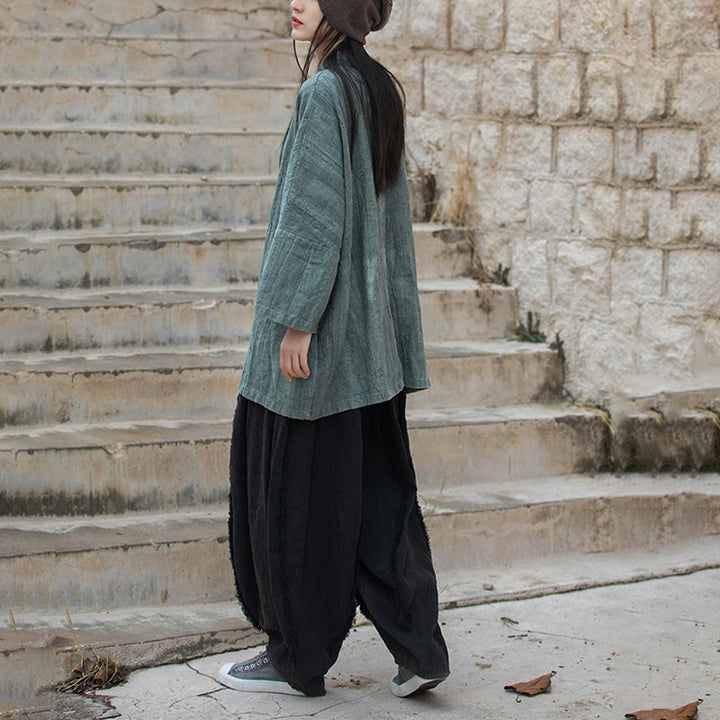 Buddha Stones Tie Dye Lace-up Design Coat Zen Meditation Open Front Top Jacket - image 30